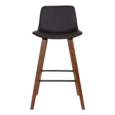 35 Inch Wooden Barstool with Leatherette Seat, Brown