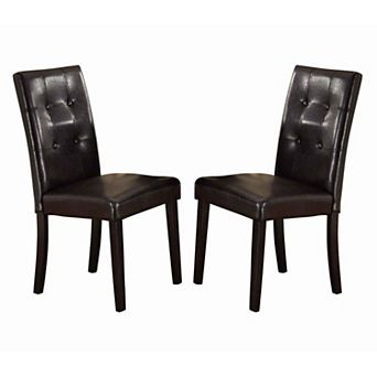 Faux Leather Dining Side Chair In Pine, Set Of 2, Dark Brown
