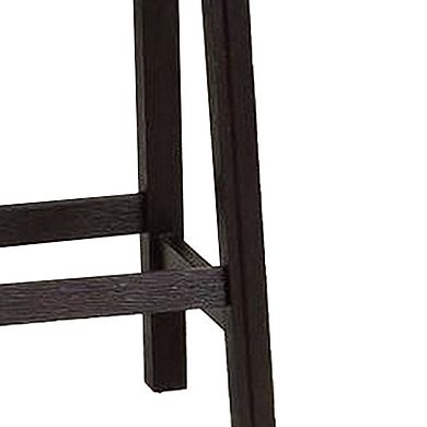 18 Inch Wooden Stool with Upholstered Cushion Seat, Set of 2, Gray and Red