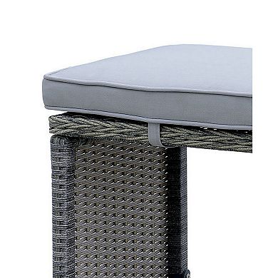 6 Piece Patio Bar Stool In Aluminum Wicker Frame And Padded Fabric Seat, Gray
