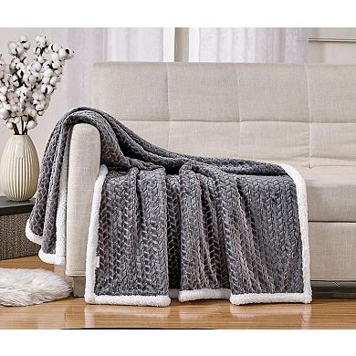 Soft Braided and Comfortable Plush All Season Sherpa 50" X 60" Throw Blanket