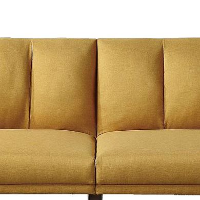Adjustable Upholstered Sofa with Track Armrests and Angled Legs, Yellow