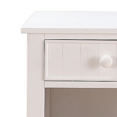 Wooden Night Stand With Bottom Open Shelf, White