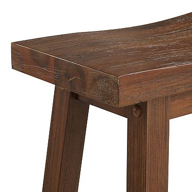 Saddle Design Wooden Counter Stool with Grain Details, Brown