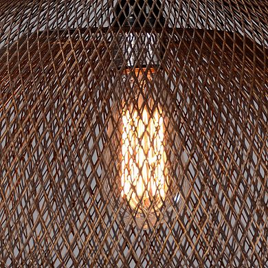 Dual Layer Mesh Design Metal Frame Chandelier, Large, Rustic Bronze