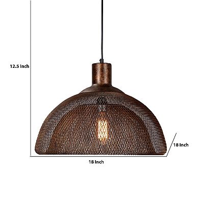 Dual Layer Mesh Design Metal Frame Chandelier, Large, Rustic Bronze