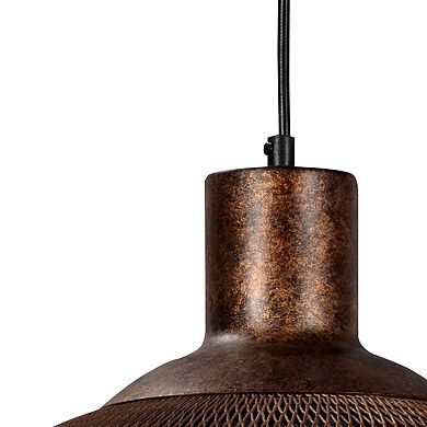 Dual Layer Mesh Design Metal Frame Chandelier, Large, Rustic Bronze