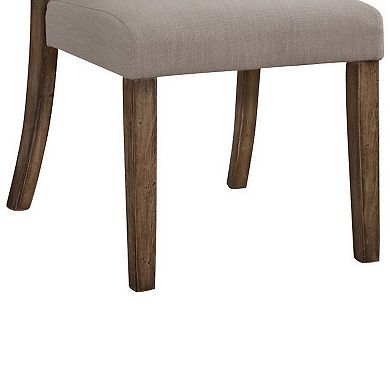 Dining Side Chair with Linen Tufted Back, Set of 2, Beige