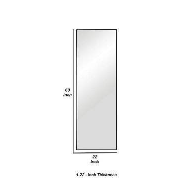 Rectangular Shape Thin Polystyrene Frame Long Mirror, Black