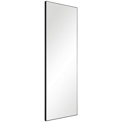Rectangular Shape Thin Polystyrene Frame Long Mirror, Black