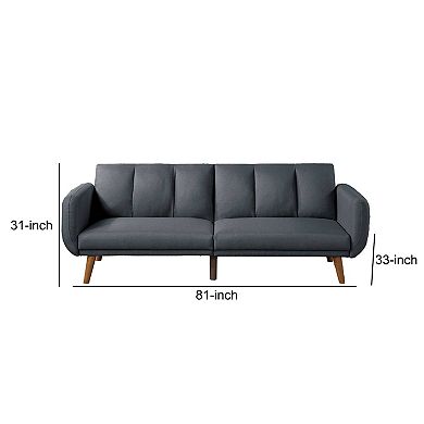 Adjustable Upholstered Sofa with Track Armrests and Angled Legs, Light Gray