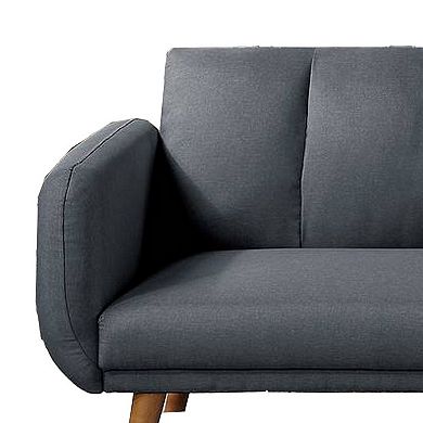 Adjustable Upholstered Sofa with Track Armrests and Angled Legs, Light Gray