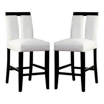 Luminar II Contemporary Counter Height Chair, White And Black Finish, Set of 2