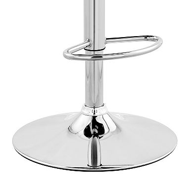 Faux Leather and Metal Adjustable Bar Stool, Gray and Silver