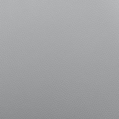 Faux Leather and Metal Adjustable Bar Stool, Gray and Silver