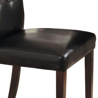 Faux Leather Upholstered Side Chair with Button Tufting, Set of 2, Brown