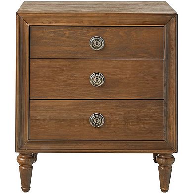 Traditional Style 3 Drawers Wood Nightstand By Inverness, Brown
