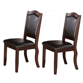 Contemporary Rubber Wood Dining Chair, Set Of 2, Brown And Black