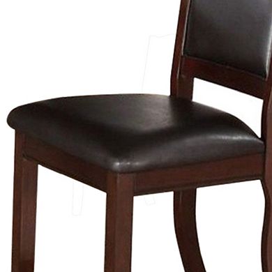 Contemporary Rubber Wood Dining Chair, Set Of 2, Brown And Black