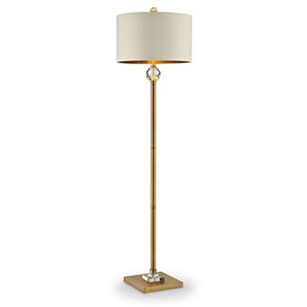 Floor Lamp with Crystal Orb and Metal Stalk Support, Gold