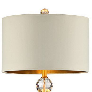 Floor Lamp with Crystal Orb and Metal Stalk Support, Gold