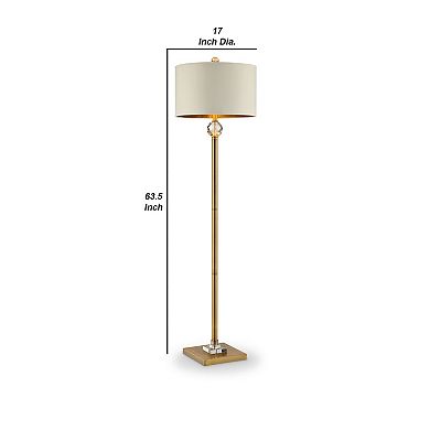 Floor Lamp with Crystal Orb and Metal Stalk Support, Gold