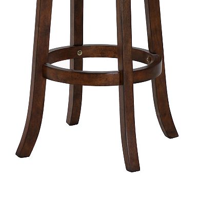 Curved Swivel Barstool with Leatherette Padded Seating, Brown and Black