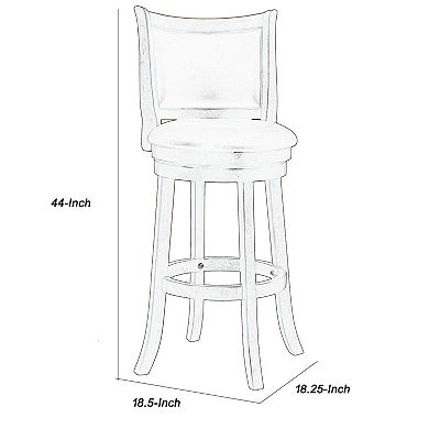 Curved Swivel Barstool with Leatherette Padded Seating, Brown and Black