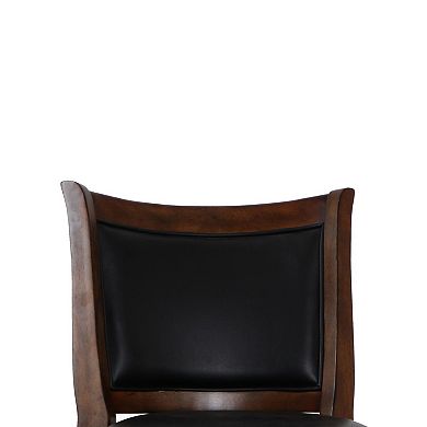 Curved Swivel Barstool with Leatherette Padded Seating, Brown and Black