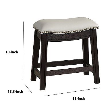Curved Leatherette Stool with Nailhead Trim, Set of 2, Gray