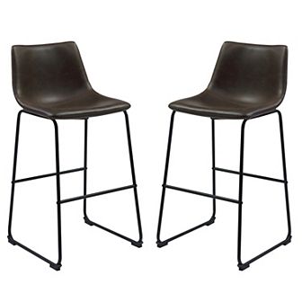 Casual Contoured Bar Height Stool, Brown, Set of 2