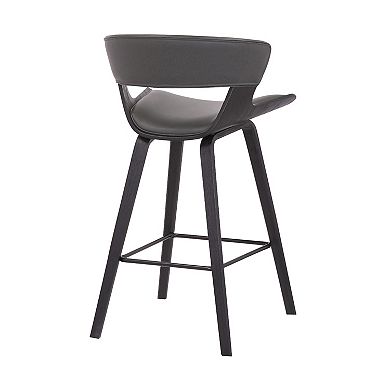 27 Inches Saddle Seat Leatherette Counter Stool, Gray