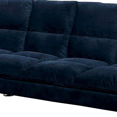 Futon Sofa with Tufted Padded Seating and Metal Legs, Blue