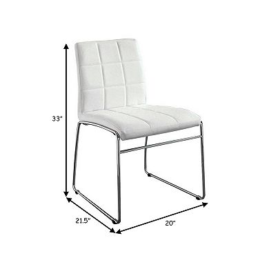 Oahu Contemporary Side Chair With Steel Tube, White Finish, Set of 2