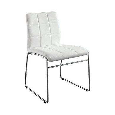 Oahu Contemporary Side Chair With Steel Tube, White Finish, Set of 2