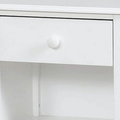 Nightstand with 1 Drawer and 1 Open Shelf, White