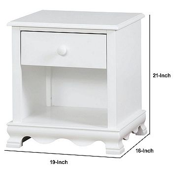 Nightstand with 1 Drawer and 1 Open Shelf, White