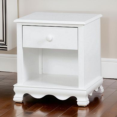 Nightstand with 1 Drawer and 1 Open Shelf, White
