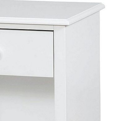 Nightstand with 1 Drawer and 1 Open Shelf, White