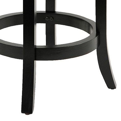 Sabi 24 inch Swivel Counter Stool, Solid Wood, Faux Leather, Brown, Black