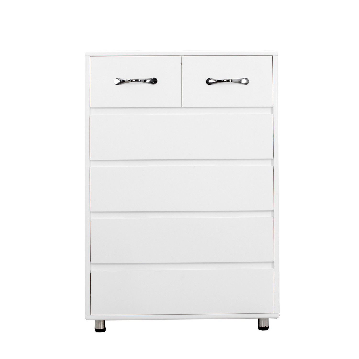 5-Drawer Dresser Chest Mobile Storage Cabinet with Door-White