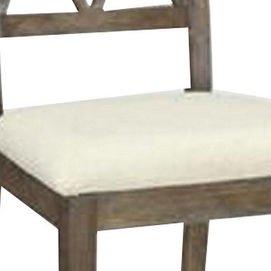 Wood Dining Chair, Double X Backrest, Set of 2, Beige, Brown