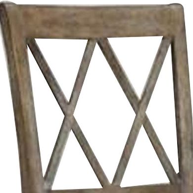 Wood Dining Chair, Double X Backrest, Set of 2, Beige, Brown