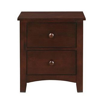 Modern Pine Wood 2 Drawer Night Stand,Brown