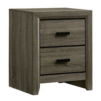 24 Inch 2 Drawer Wooden Nightstand with Finger Pulls, Brown