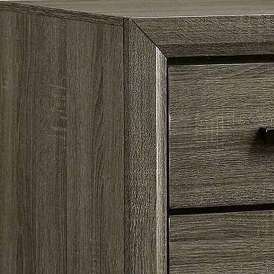 24 Inch 2 Drawer Wooden Nightstand with Finger Pulls, Brown