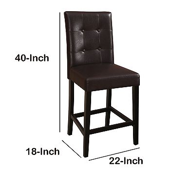 Wooden height chair With Button Tufted Back Set Of 2 Brown