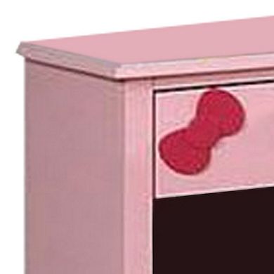 1 Drawer Transitional Wooden Nightstand with Arched Base, Pink