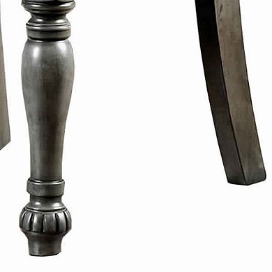 Traditional Style Wooden Arm Chair With Leatherette Cushions In Gray, Set Of 2