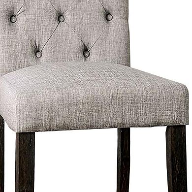 Side Chair with Button Tufted Backrest, Set of 2, Gray